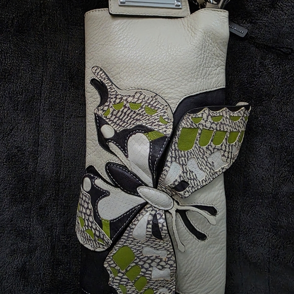 Karen Millen Handbags - Karen Millen Cream Leather Bag with Silver Details